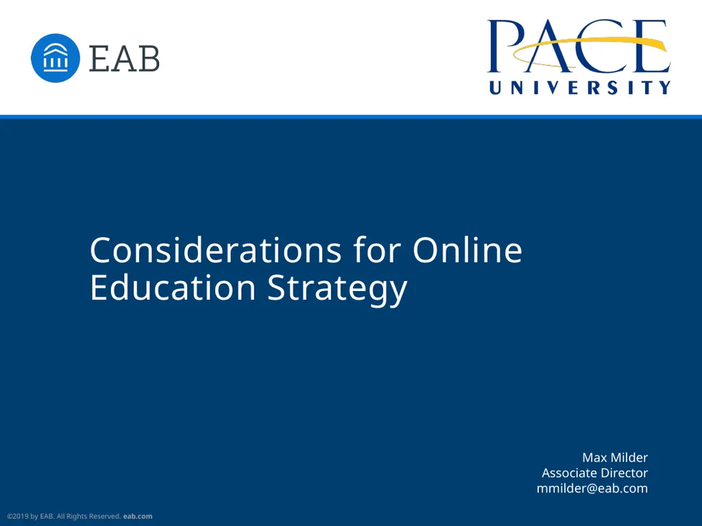 Considerations for Online Education Strategy Max - slide 1 of 25