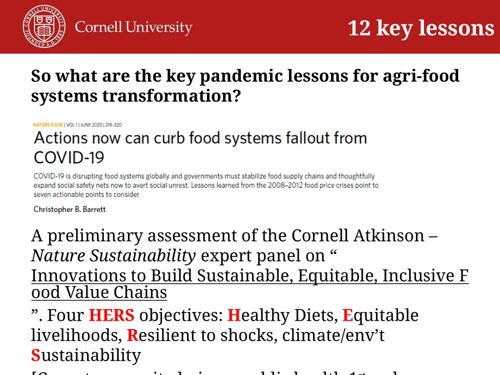 COVID Lessons for Agri-Food Systems Transformation - slide 3 of 18