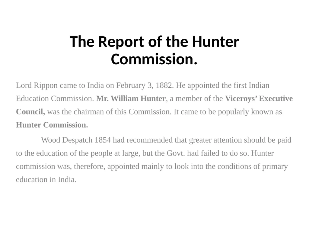 The Report of the Hunter Commission. Lord Rippon - slide 1 of 6