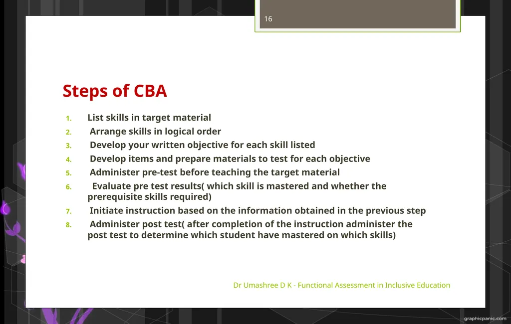 Dr Umashree D K - Functional Assessment in - slide 16 of 21