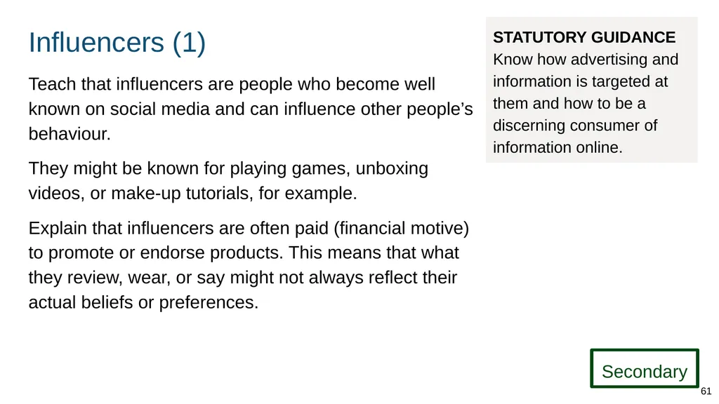 Teaching internet safety and harms ADAPT THIS FOR - slide 61 of 88