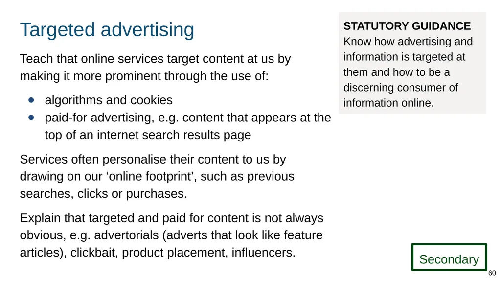 Teaching internet safety and harms ADAPT THIS FOR - slide 60 of 88