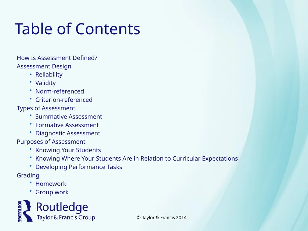 Assessment Table of Contents How Is Assessment - slide 2 of 37