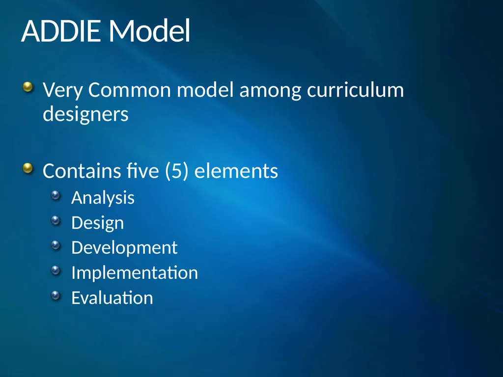 ADDIE Model Instructional System Development - slide 5 of 20
