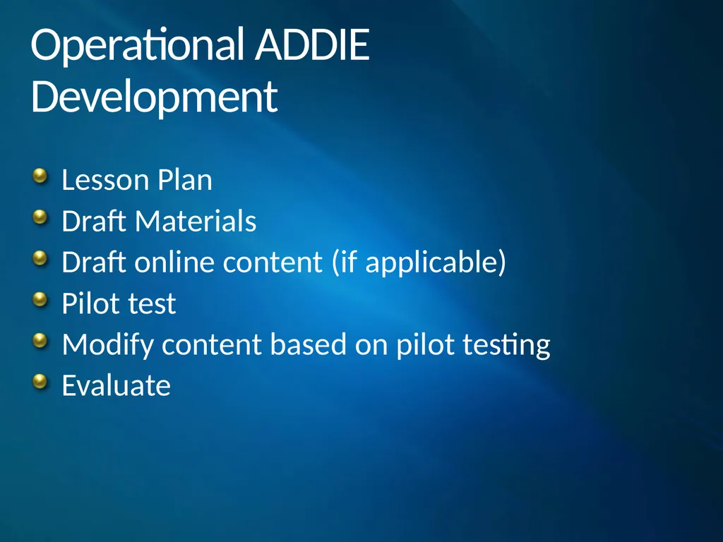 ADDIE Model Instructional System Development - slide 17 of 20
