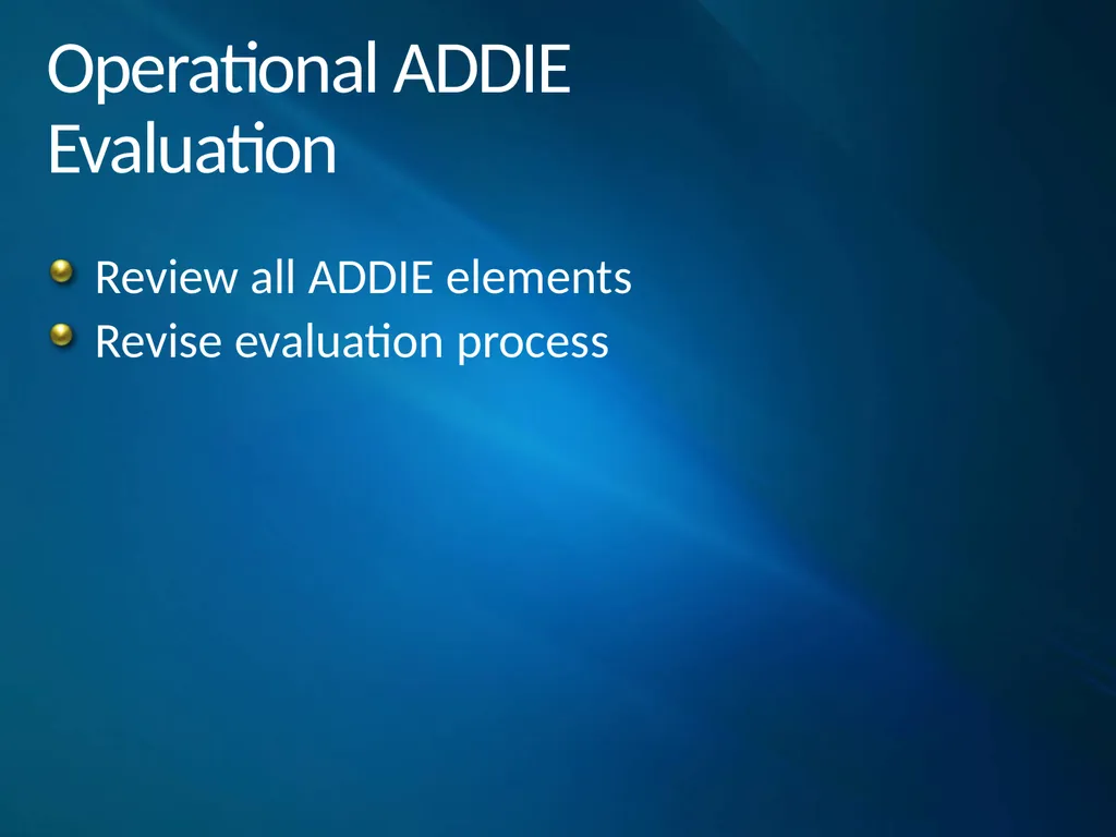ADDIE Model Instructional System Development - slide 19 of 20