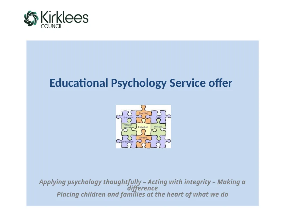 Educational Psychology Service offer Applying - slide 1 of 7