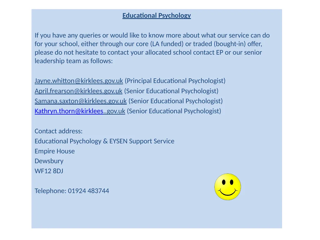 Educational Psychology Service offer Applying - slide 7 of 7