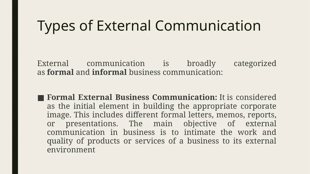 External business communication Introduction: - slide 5 of 8