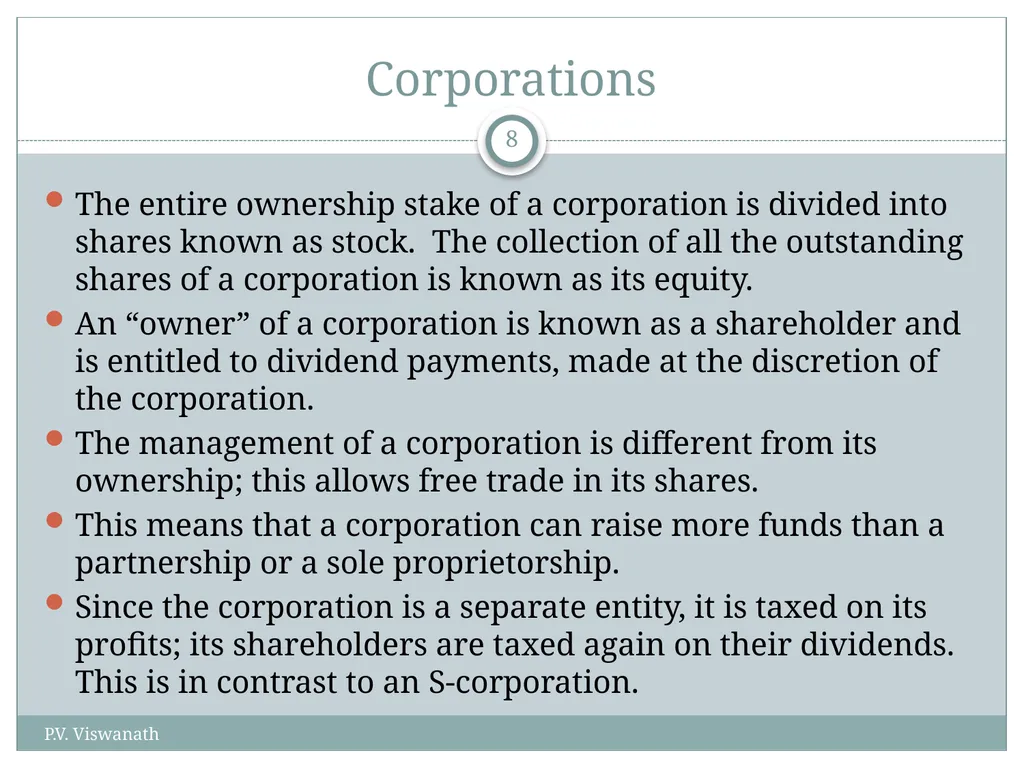The Corporation and How it Functions P.V. - slide 8 of 48