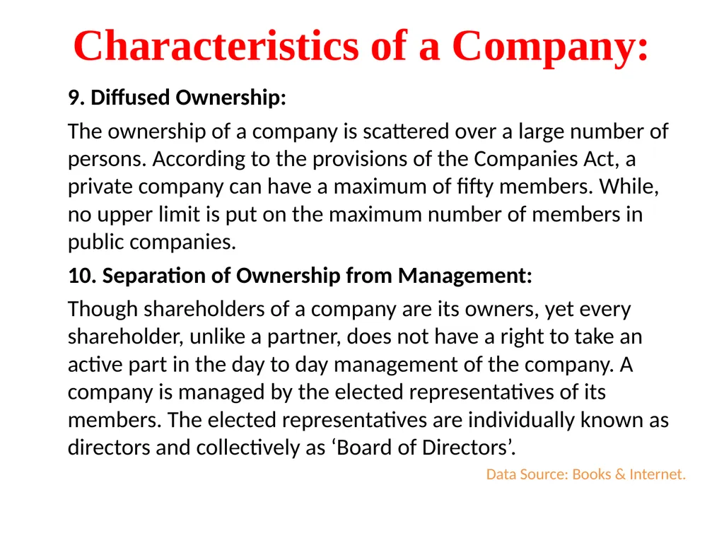 CORPORATE LAW UNIT 1: Characteristics of a Company - slide 10 of 10
