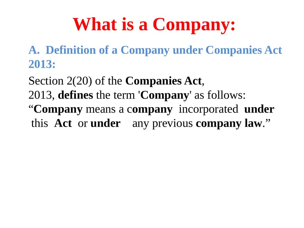 CORPORATE LAW UNIT 1: Characteristics of a Company - slide 2 of 10