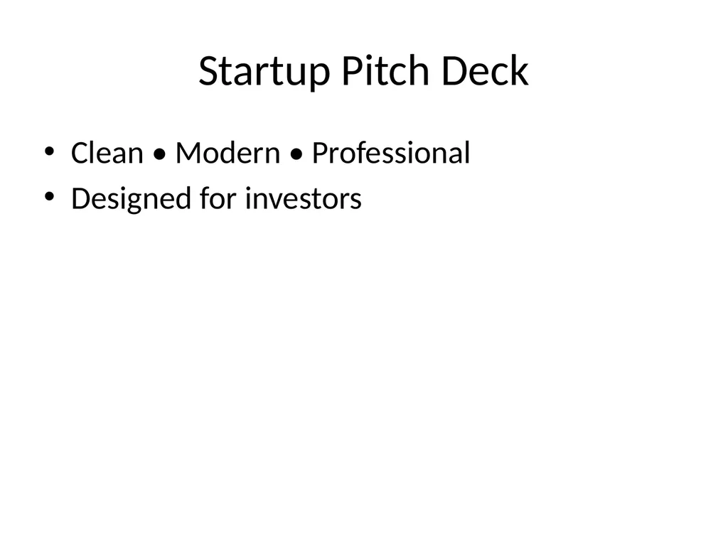 Startup Pitch Deck Clean • Modern • Professional