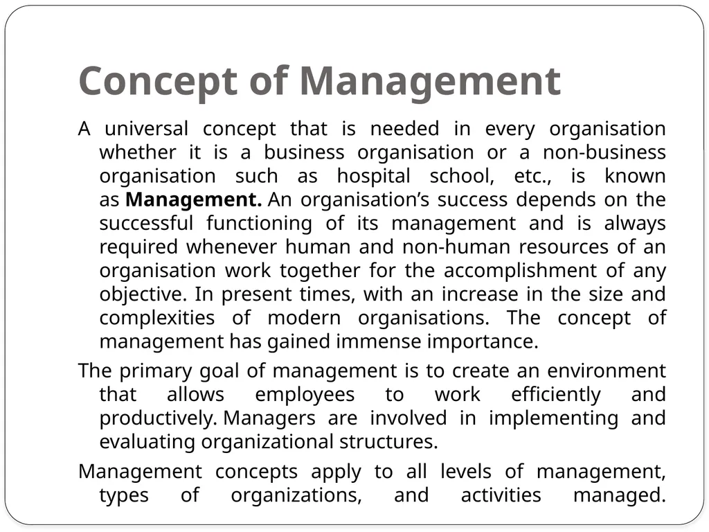 Concept of Management Concept of Management A - slide 2 of 6