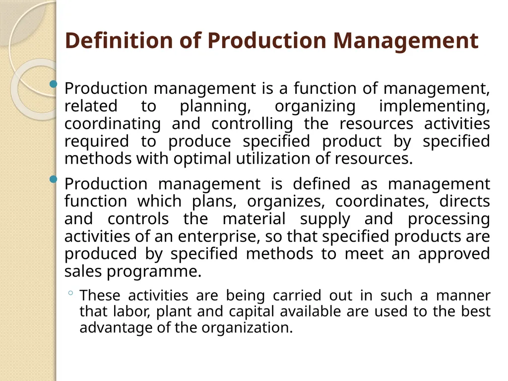 DEFINITION, FUNCTION AND STRUCTURE OF PRODUCTION - slide 10 of 15