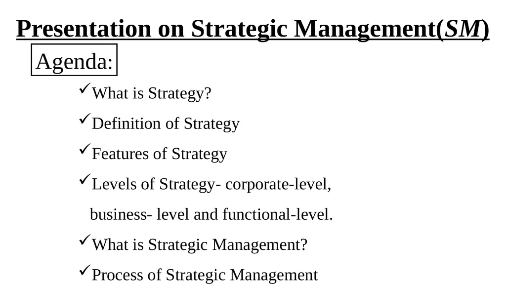 Presentation on Strategic Management for MBA-III - slide 2 of 16
