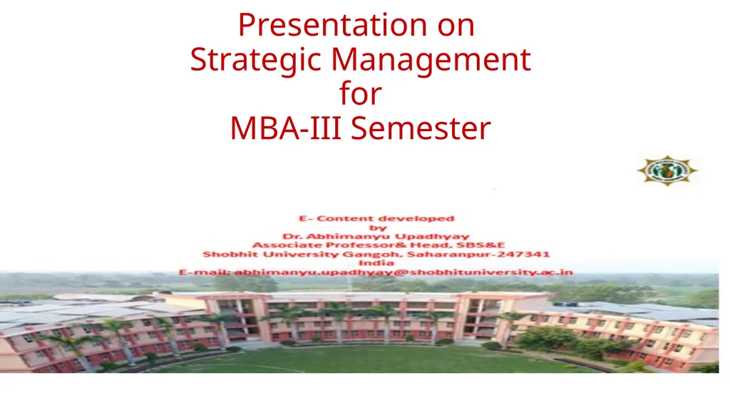 Presentation on Strategic Management for MBA-III - slide 1 of 16