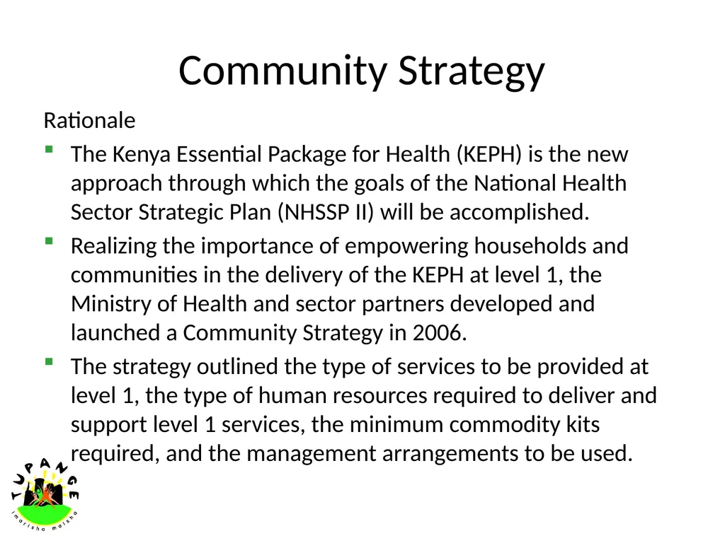 Community Strategy – The Kenya Essential Package - slide 2 of 10