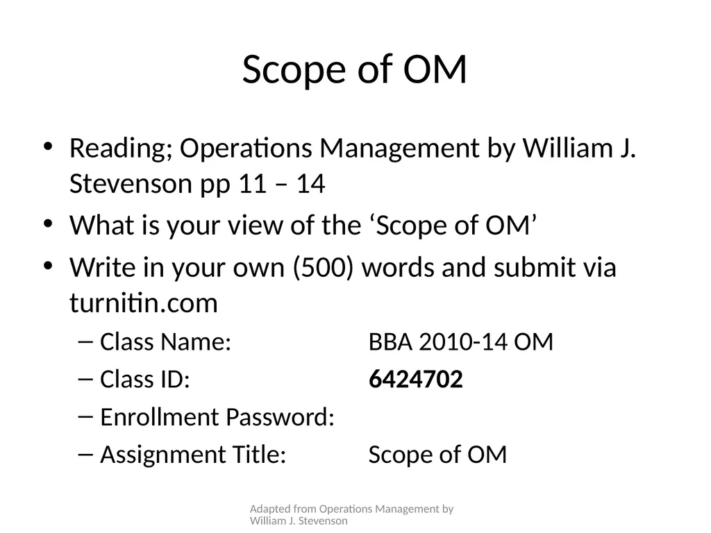 Operations Management Week 01 Adapted from - slide 17 of 19