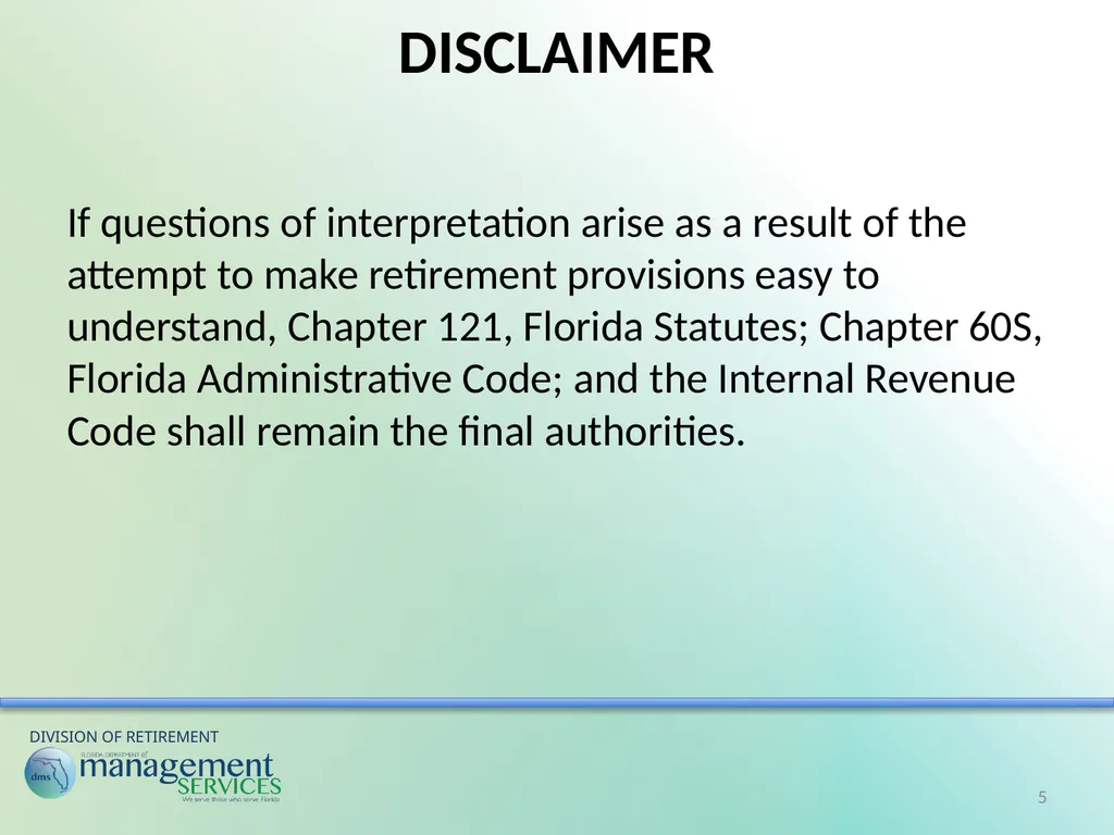 Understanding Your Retirement Benefits Under the - slide 5 of 49