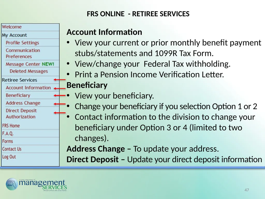 Understanding Your Retirement Benefits Under the - slide 47 of 49