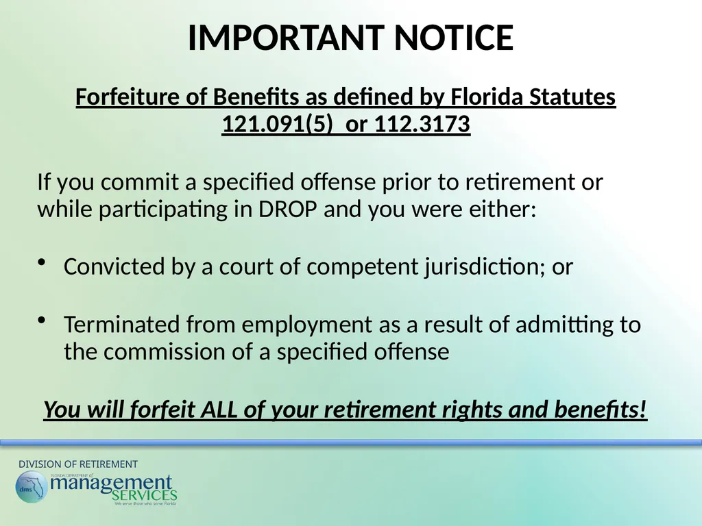 Understanding Your Retirement Benefits Under the - slide 42 of 49
