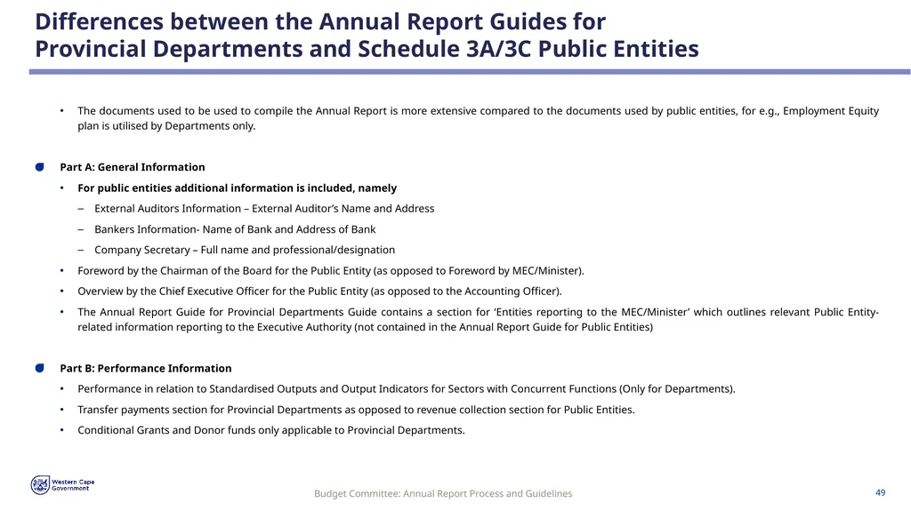 Annual Report Process and Guidelines Budget - slide 49 of 54