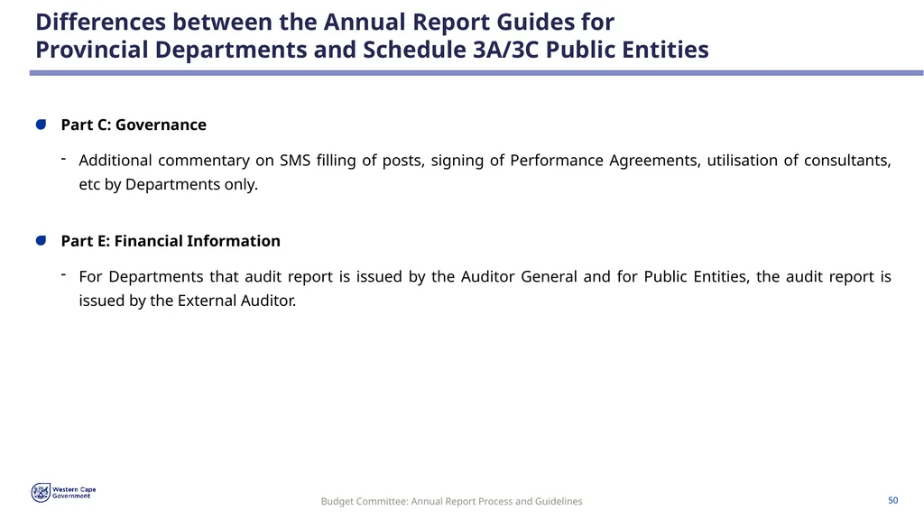 Annual Report Process and Guidelines Budget - slide 50 of 54