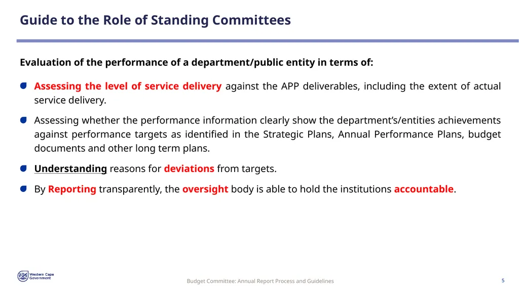 Annual Report Process and Guidelines Budget - slide 5 of 54
