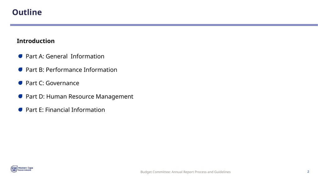 Annual Report Process and Guidelines Budget - slide 2 of 54