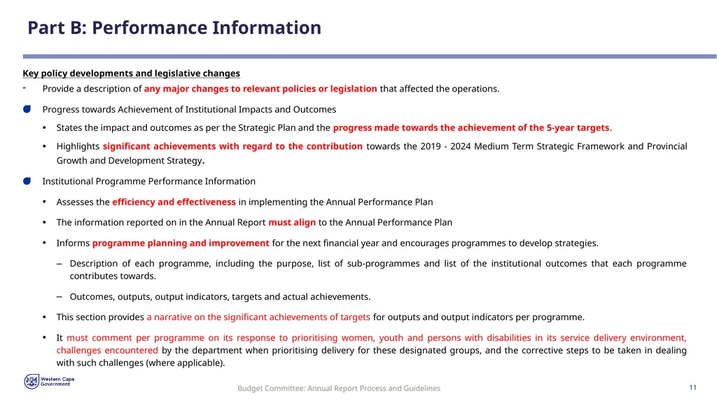 Annual Report Process and Guidelines Budget - slide 11 of 54