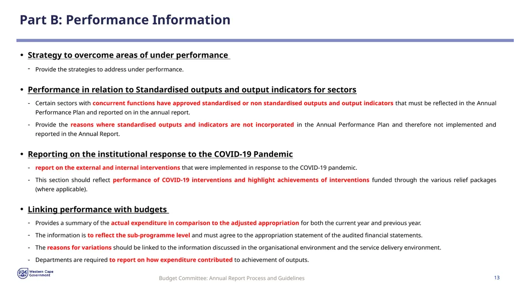 Annual Report Process and Guidelines Budget - slide 13 of 54