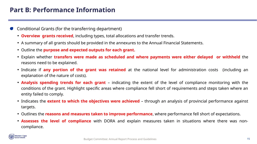 Annual Report Process and Guidelines Budget - slide 15 of 54