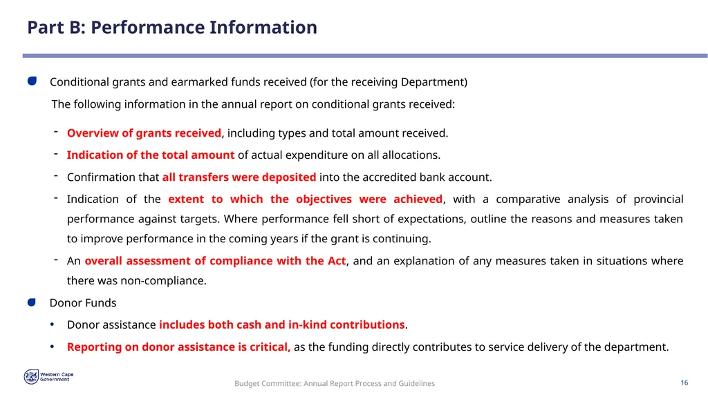 Annual Report Process and Guidelines Budget - slide 16 of 54