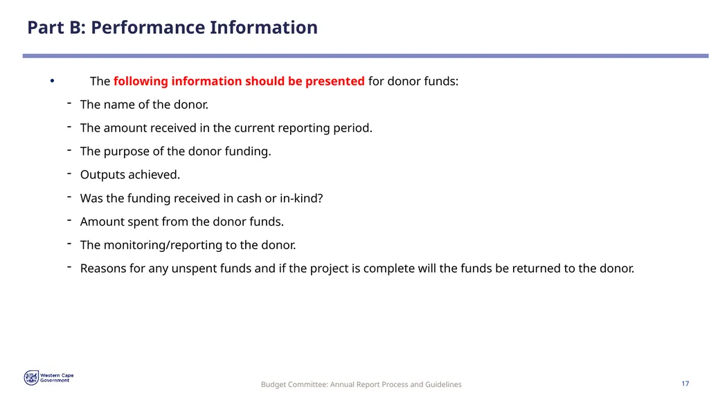 Annual Report Process and Guidelines Budget - slide 17 of 54
