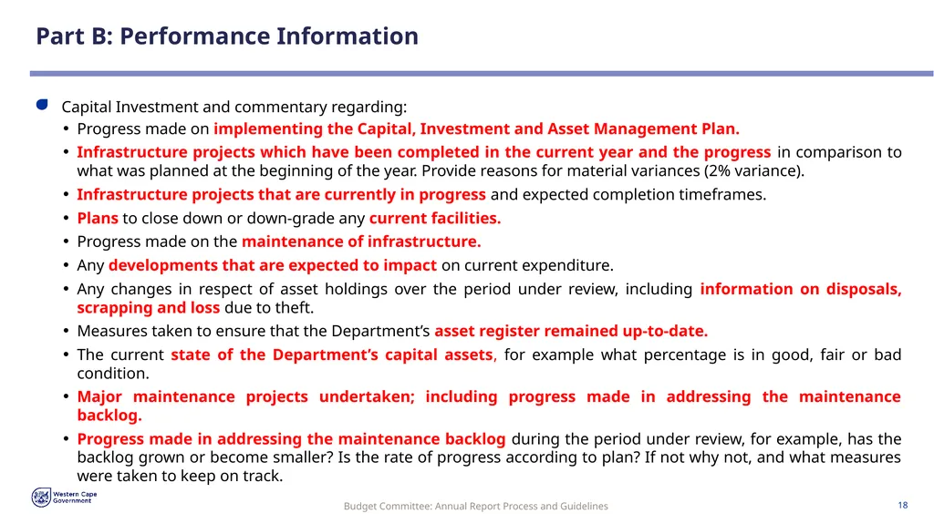 Annual Report Process and Guidelines Budget - slide 18 of 54