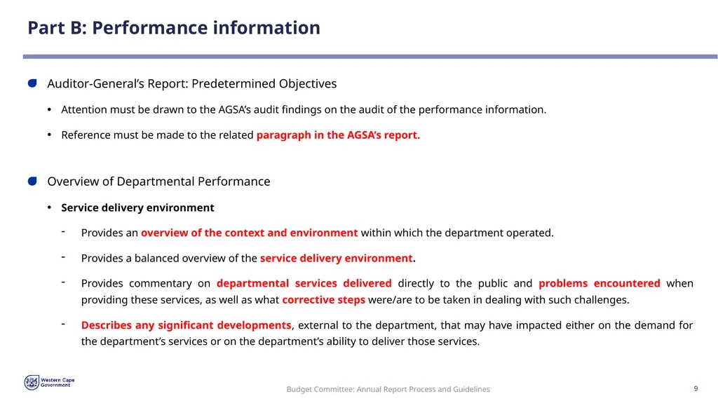 Annual Report Process and Guidelines Budget - slide 9 of 54