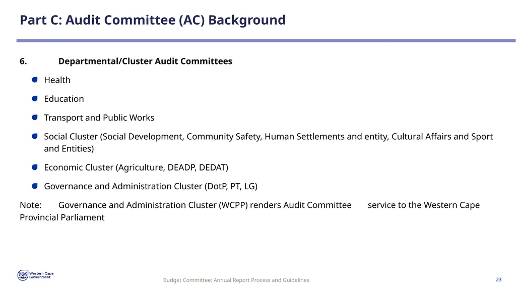 Annual Report Process and Guidelines Budget - slide 23 of 54
