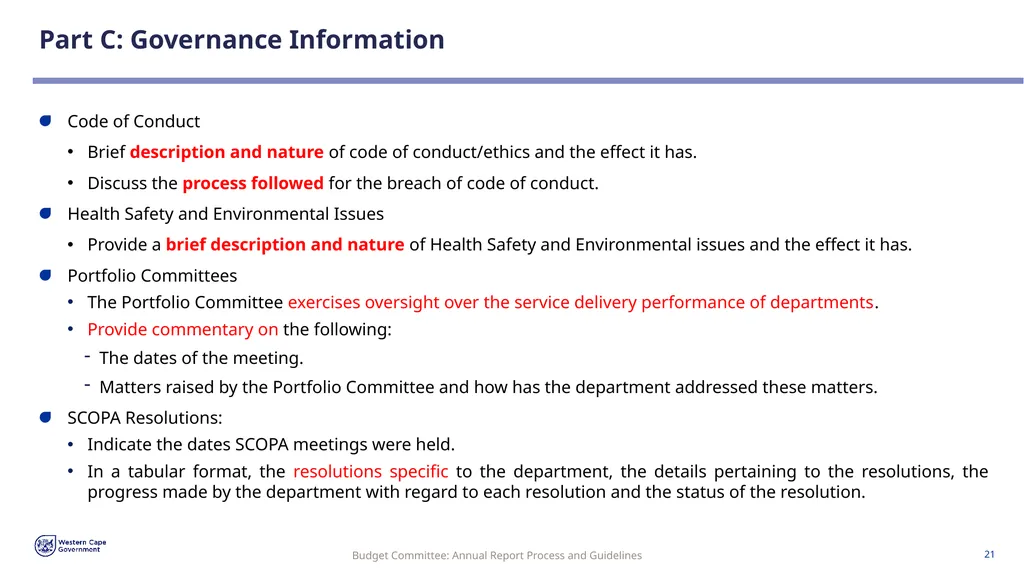 Annual Report Process and Guidelines Budget - slide 21 of 54