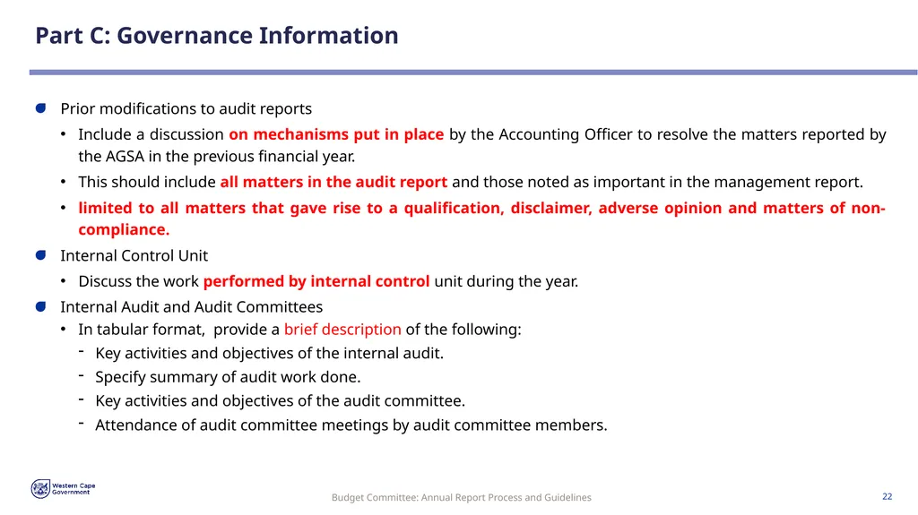 Annual Report Process and Guidelines Budget - slide 22 of 54