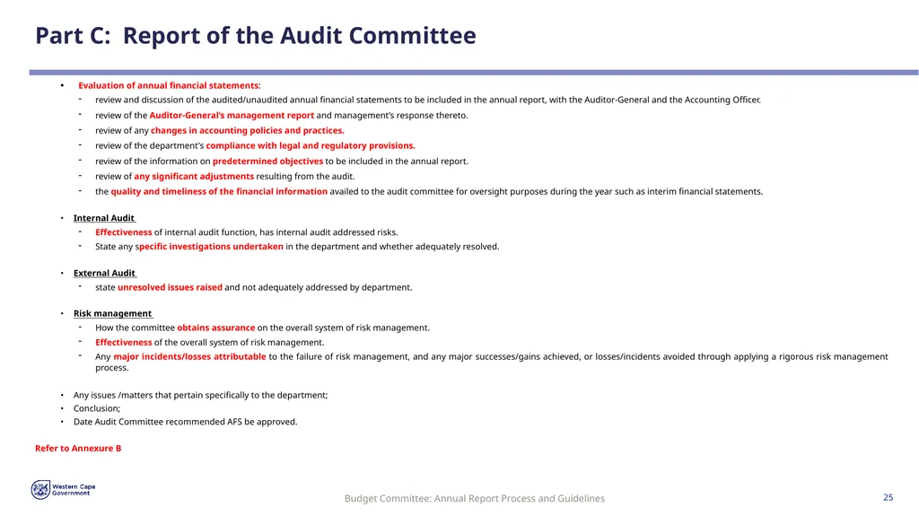 Annual Report Process and Guidelines Budget - slide 25 of 54