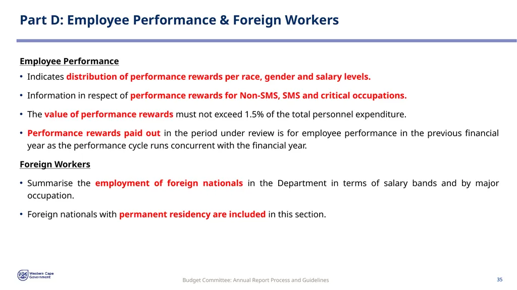 Annual Report Process and Guidelines Budget - slide 35 of 54