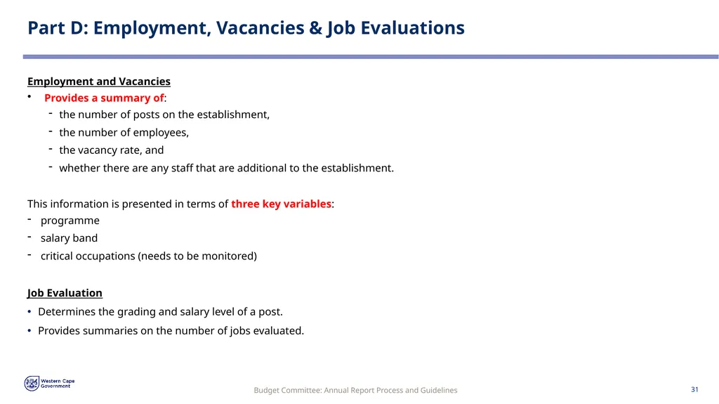 Annual Report Process and Guidelines Budget - slide 31 of 54