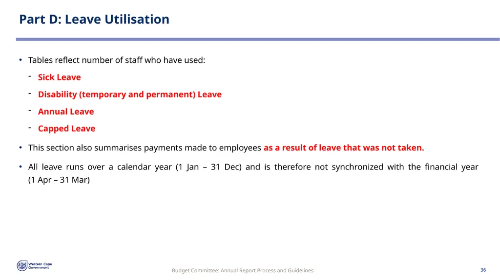 Annual Report Process and Guidelines Budget - slide 36 of 54