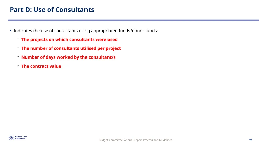 Annual Report Process and Guidelines Budget - slide 40 of 54