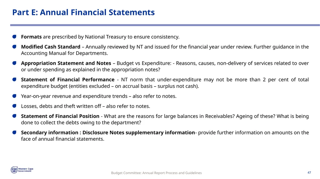 Annual Report Process and Guidelines Budget - slide 47 of 54