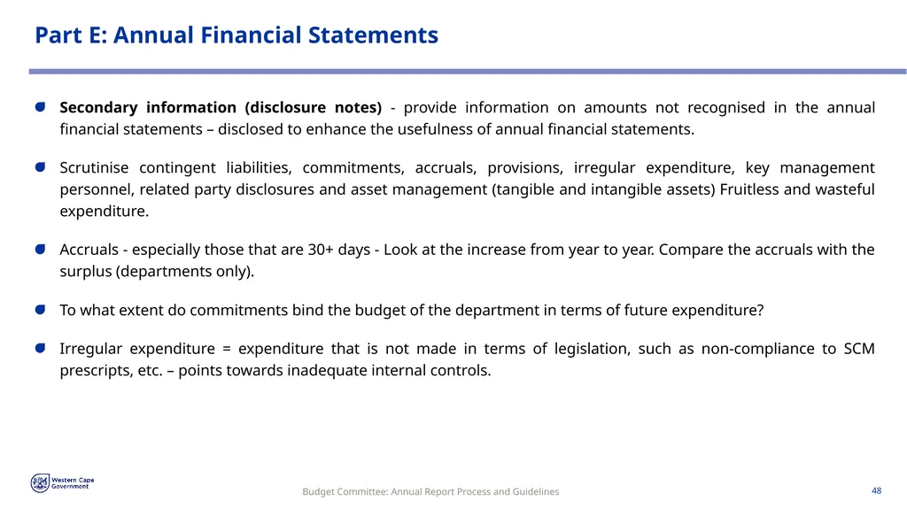 Annual Report Process and Guidelines Budget - slide 48 of 54