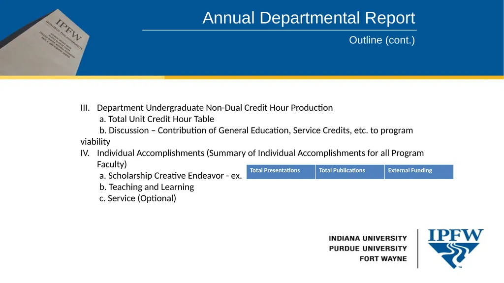 Academic Program Review Annual Departmental Report - slide 6 of 7