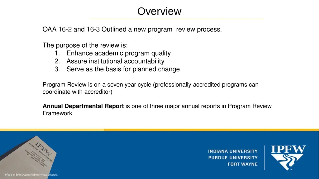 Academic Program Review Annual Departmental Report - slide 2 of 7