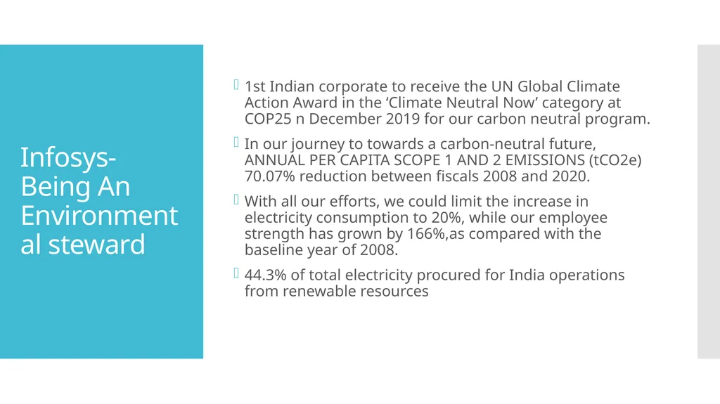 Case study – Infosys Data Center Aspiration, - slide 2 of 11